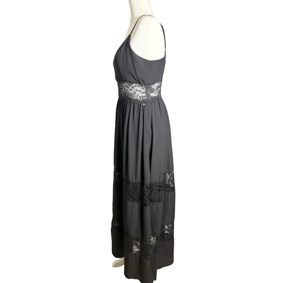 GUESS Dress Women's Maxi‎ Black Lace inset Boho, Romantic Spaghetti Strap Med - Picture 7 of 13